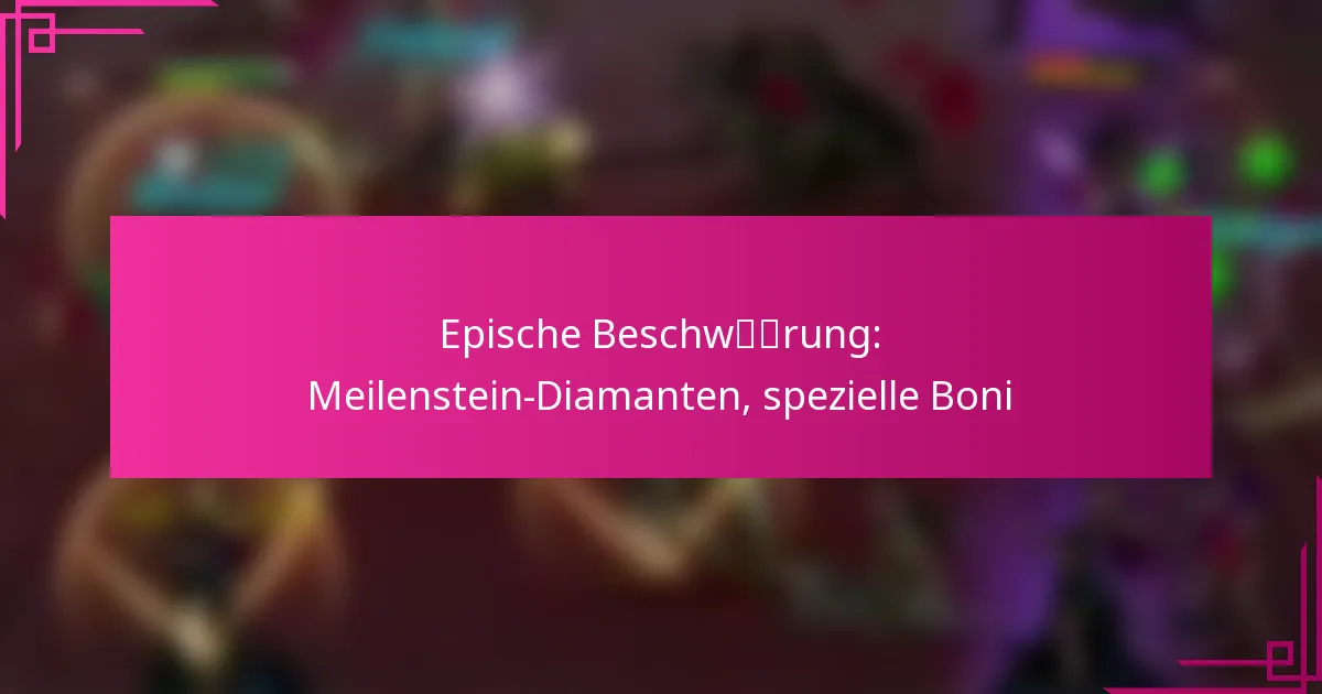 Epische Beschwörung: Meilenstein-Diamanten, spezielle Boni