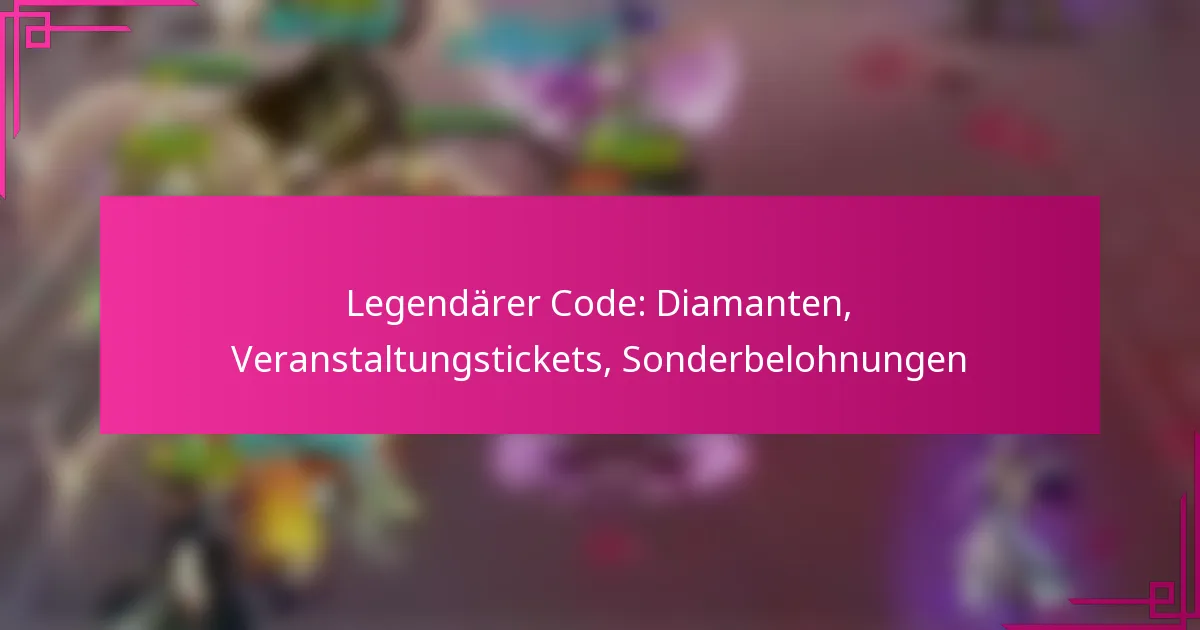 Legendärer Code: Diamanten, Veranstaltungstickets, Sonderbelohnungen