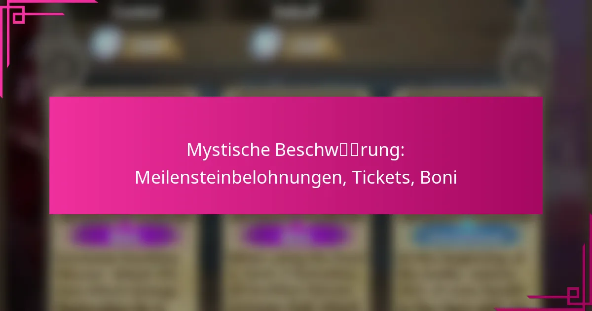 Mystische Beschwörung: Meilensteinbelohnungen, Tickets, Boni