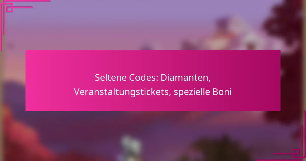Seltene Codes: Diamanten, Veranstaltungstickets, spezielle Boni